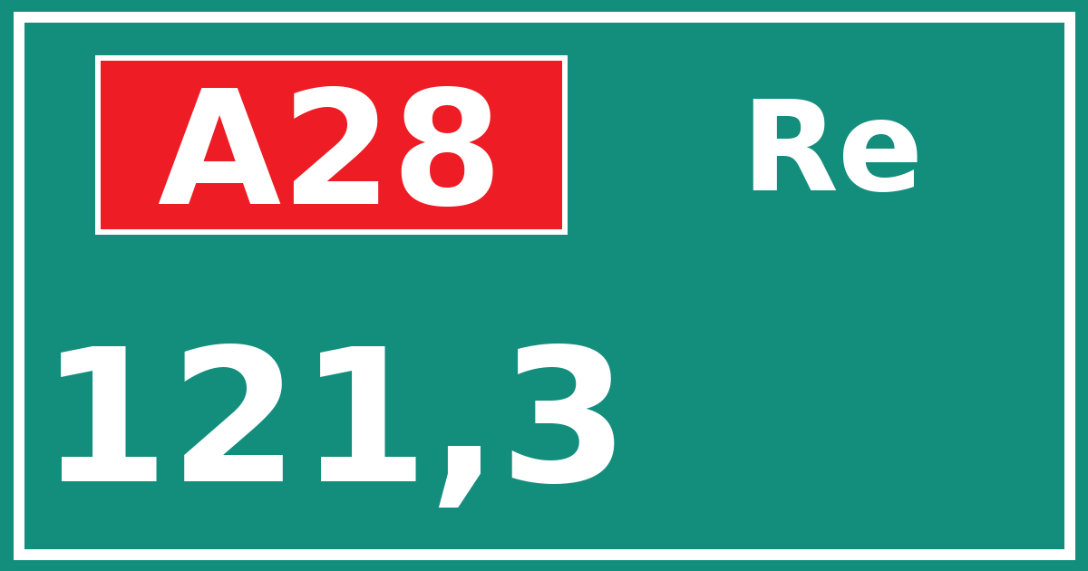 Hectometerbord A28 121,3 zijde Re
