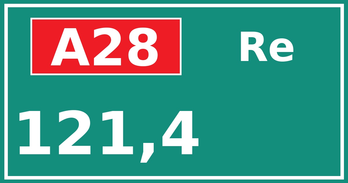 Hectometerbord A28 121,4 zijde Re