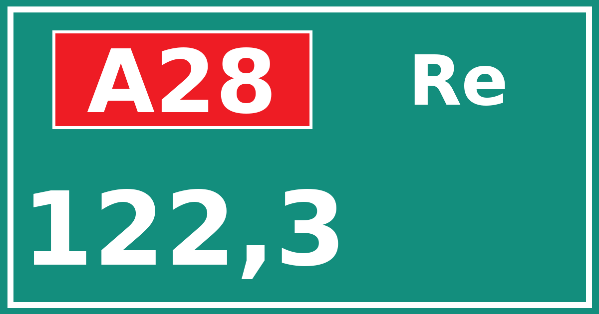 Hectometerbord A28 122,3 zijde Re