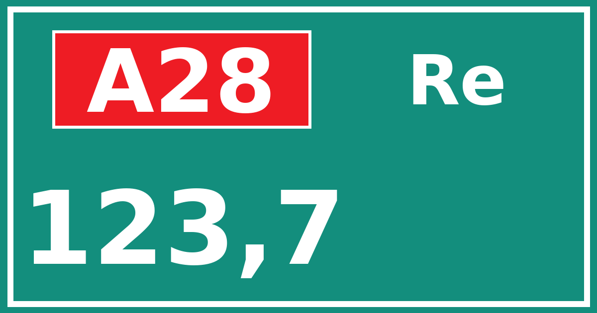 Hectometerbord A28 123,7 zijde Re
