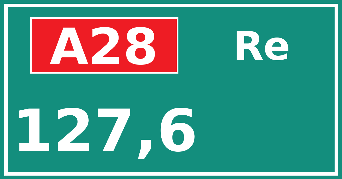 Hectometerbord A28 127,6 zijde Re