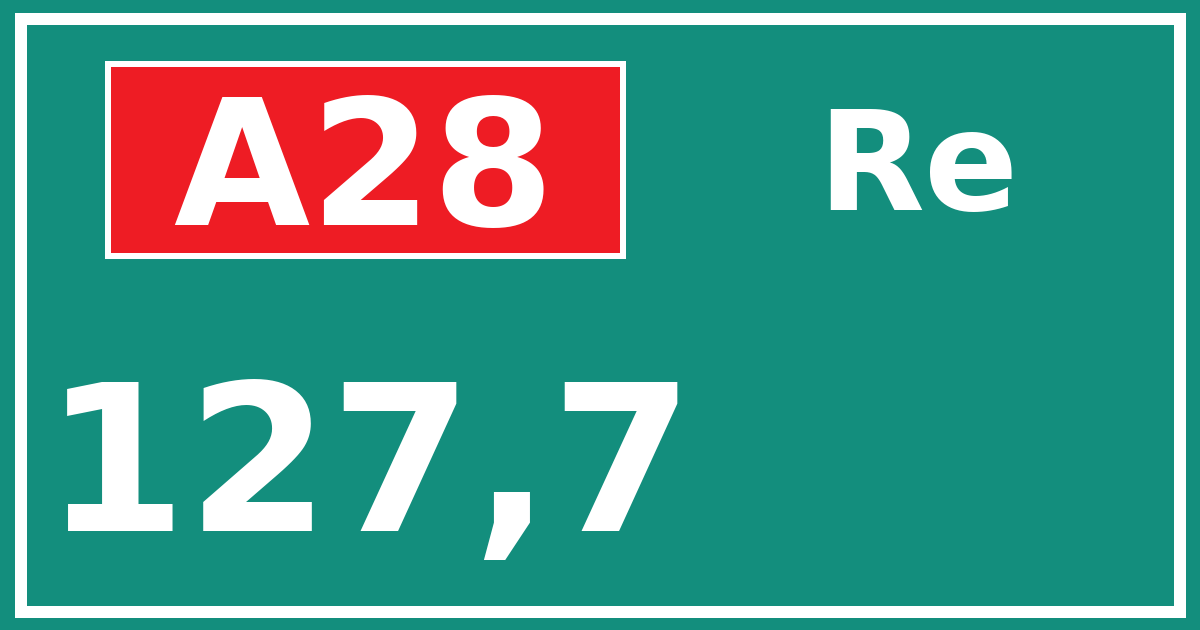 Hectometerbord A28 127,7 zijde Re