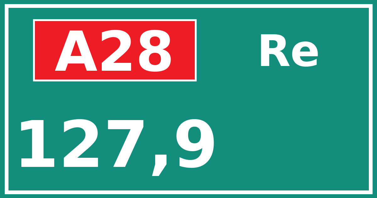 Hectometerbord A28 127,9 zijde Re
