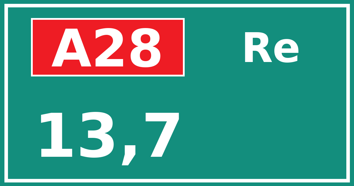 Hectometerbord A28 13,7 zijde Re