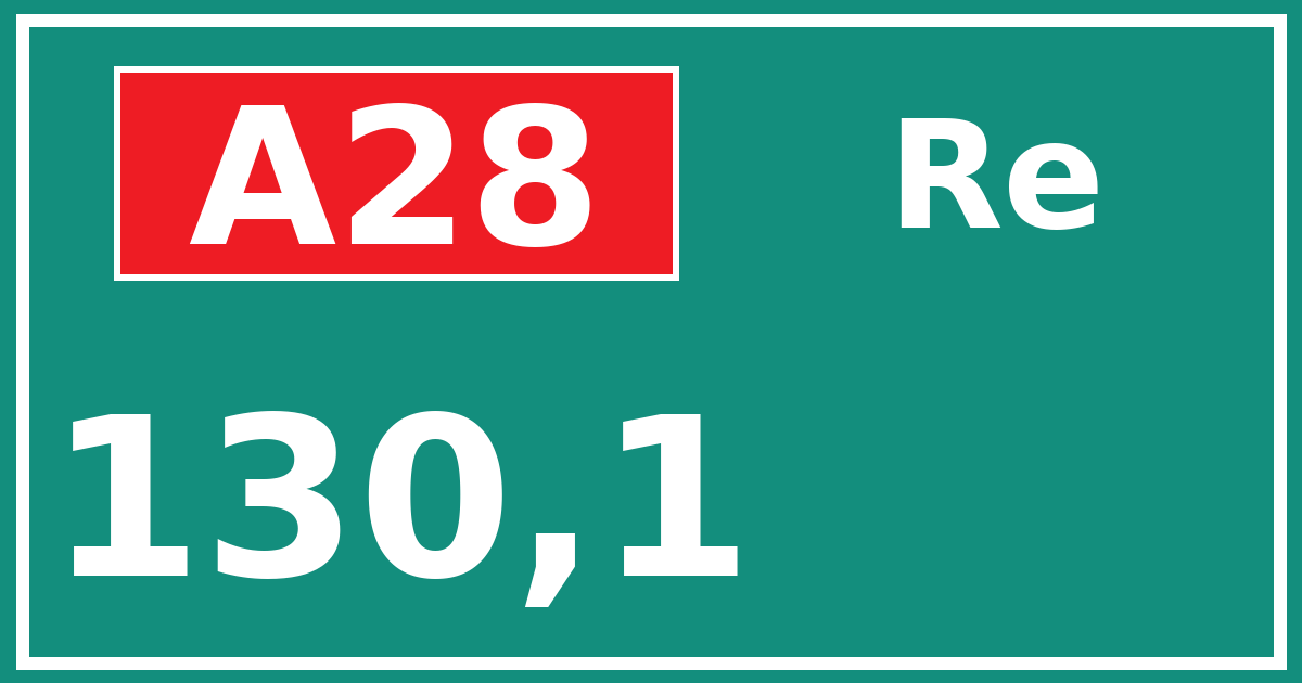 Hectometerbord A28 130,1 zijde Re