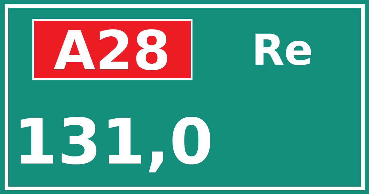 Hectometerbord A28 131,0 zijde Re