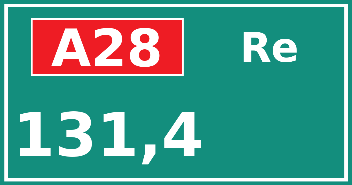 Hectometerbord A28 131,4 zijde Re