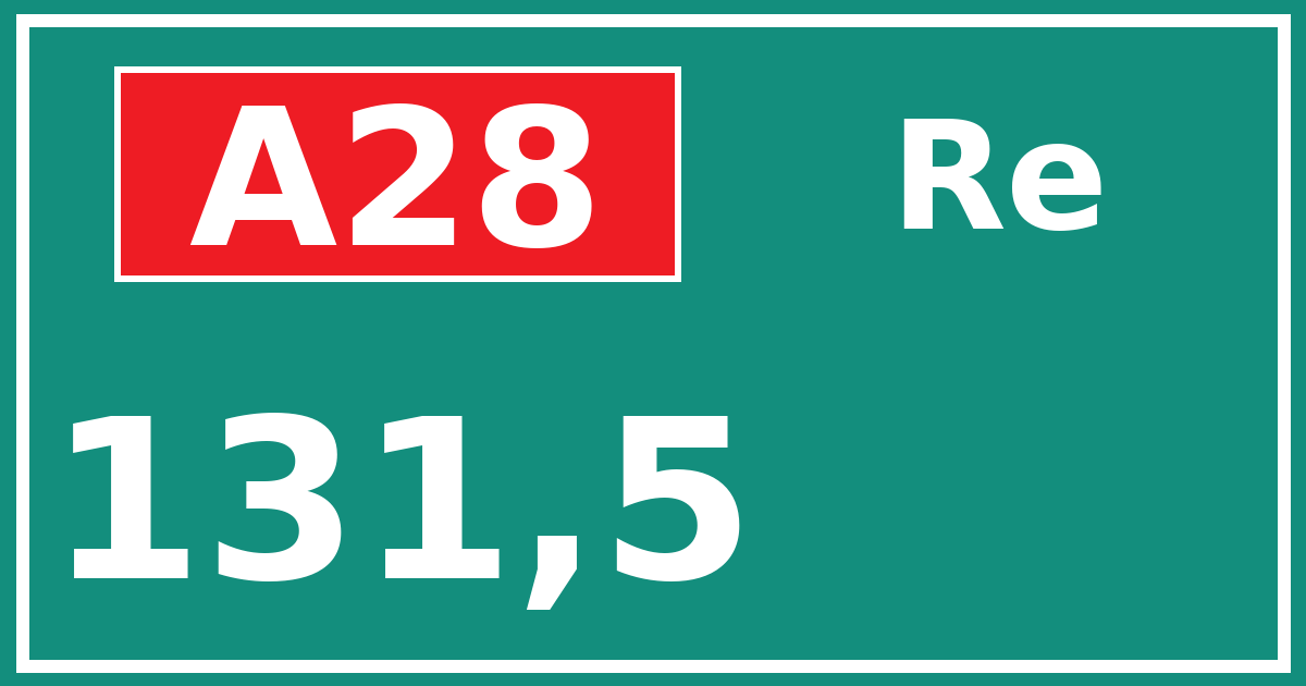 Hectometerbord A28 131,5 zijde Re