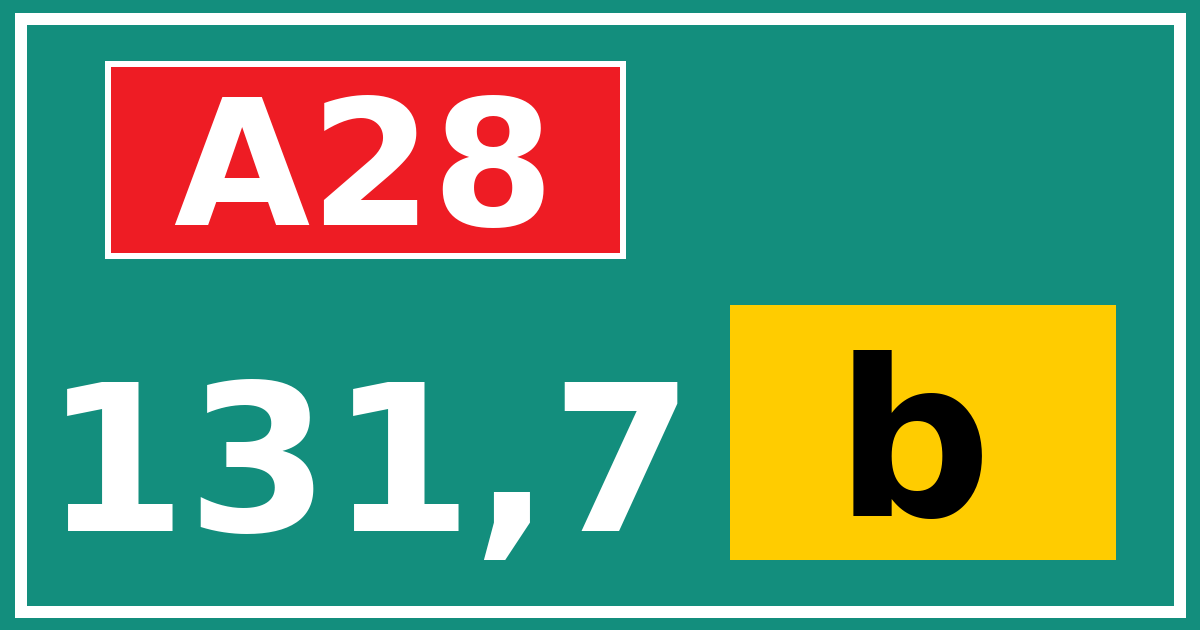 Hectometerbord A28 131,7 letter b