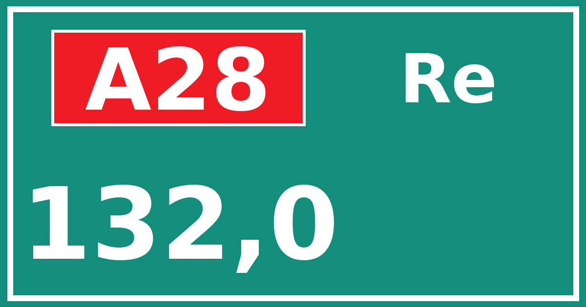 Hectometerbord A28 132,0 zijde Re