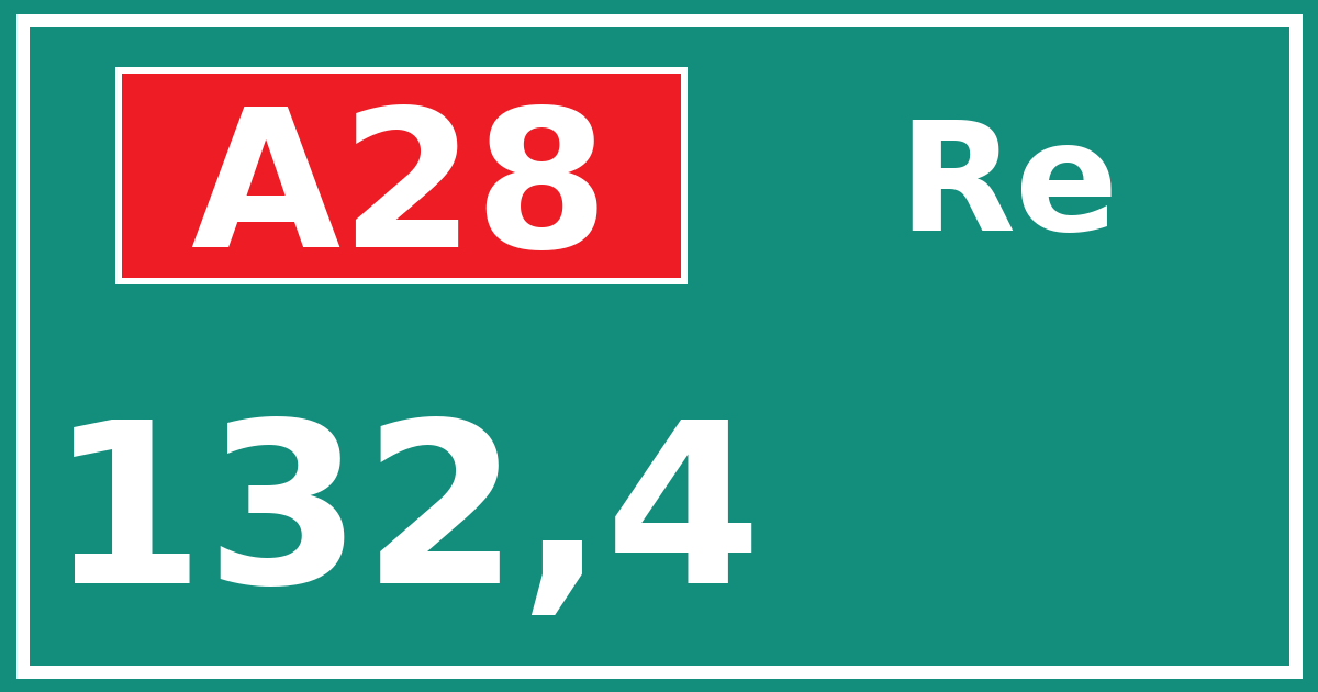 Hectometerbord A28 132,4 zijde Re