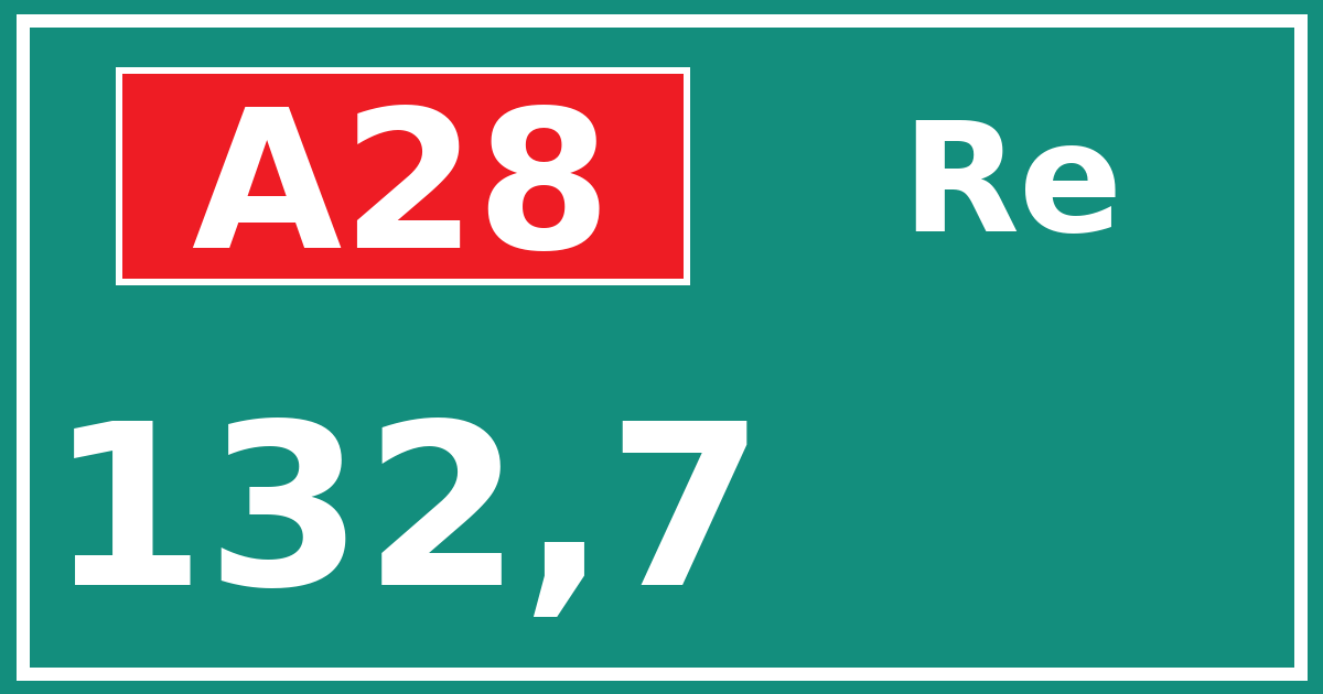 Hectometerbord A28 132,7 zijde Re
