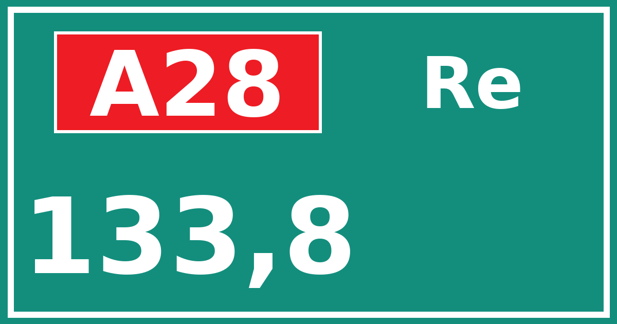Hectometerbord A28 133,8 zijde Re