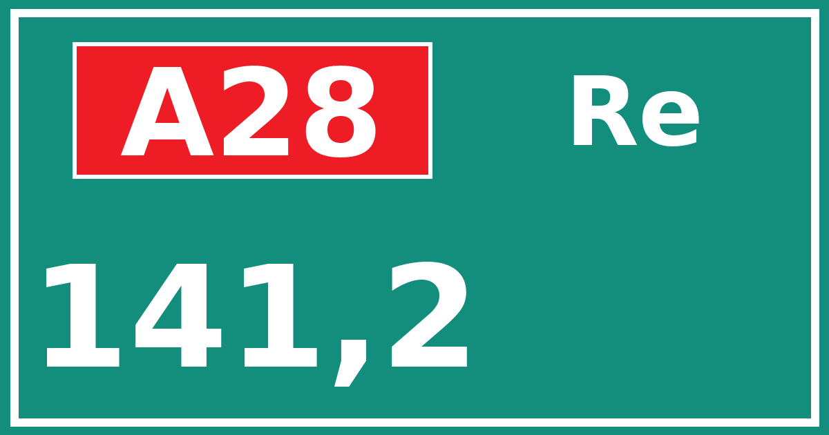 Hectometerbord A28 141,2 zijde Re