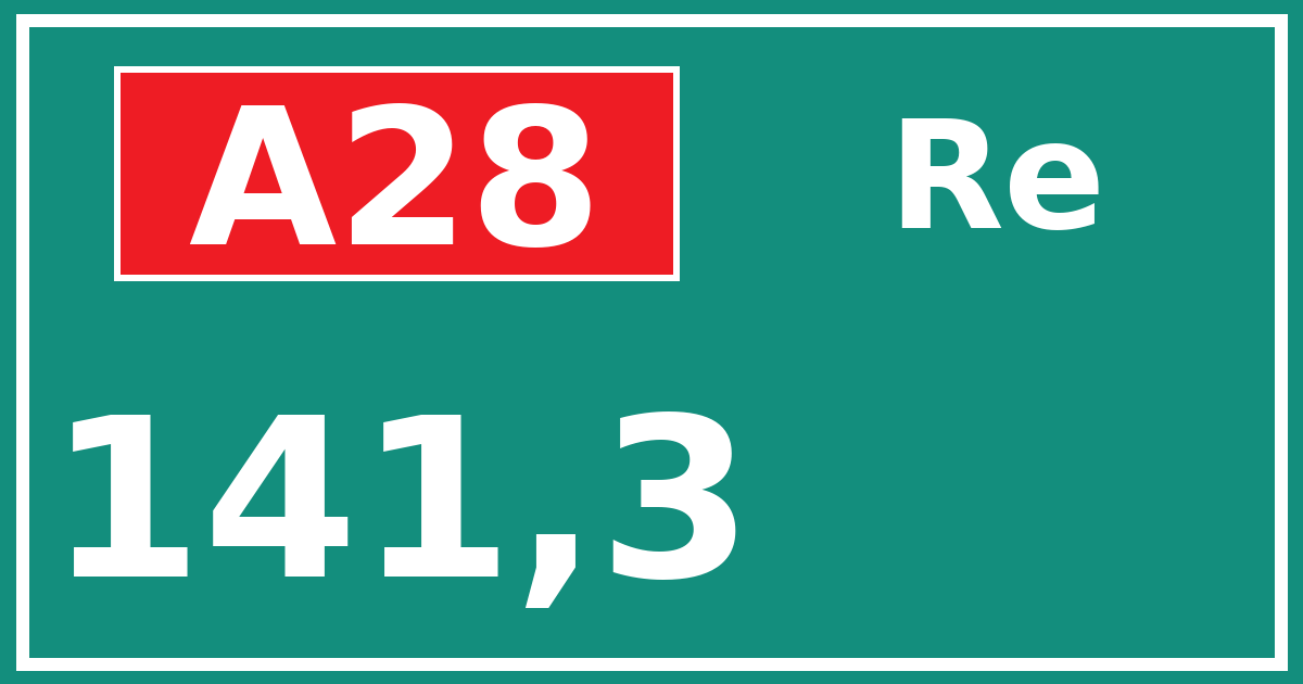 Hectometerbord A28 141,3 zijde Re