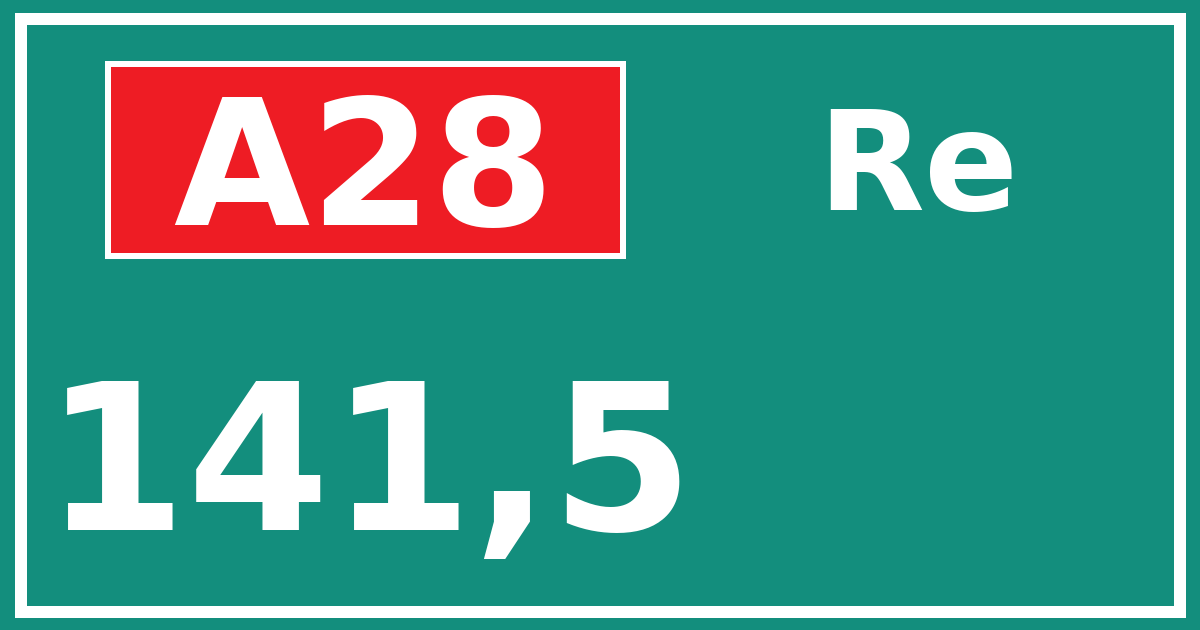 Hectometerbord A28 141,5 zijde Re