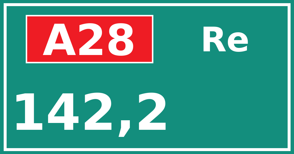 Hectometerbord A28 142,2 zijde Re