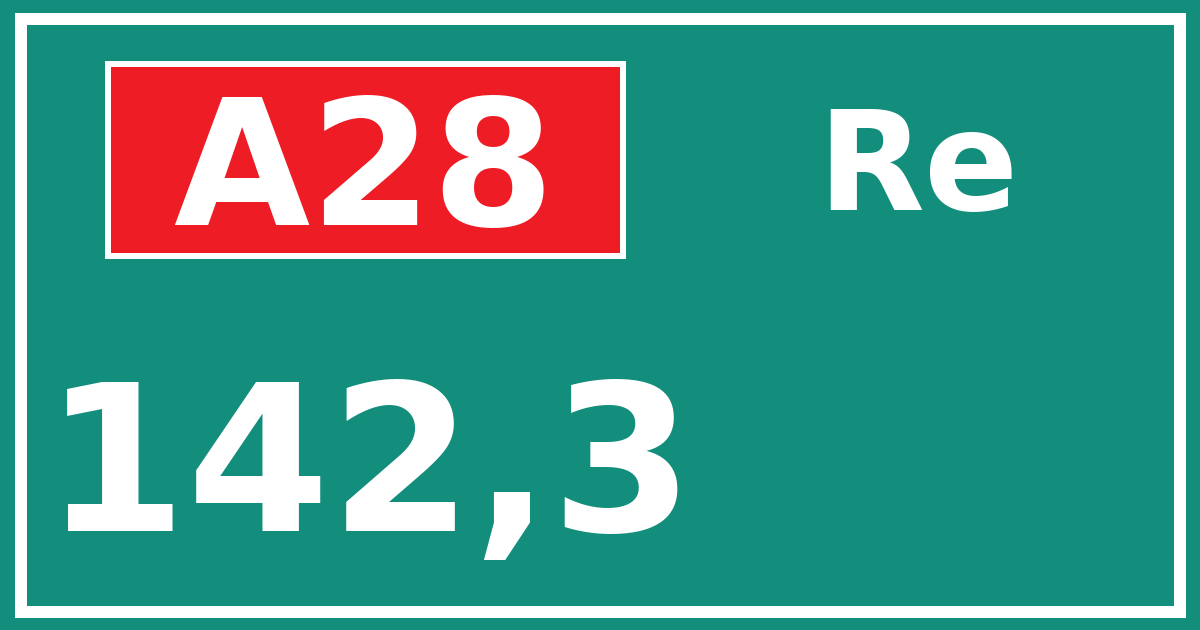 Hectometerbord A28 142,3 zijde Re