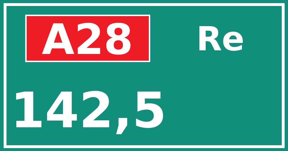 Hectometerbord A28 142,5 zijde Re