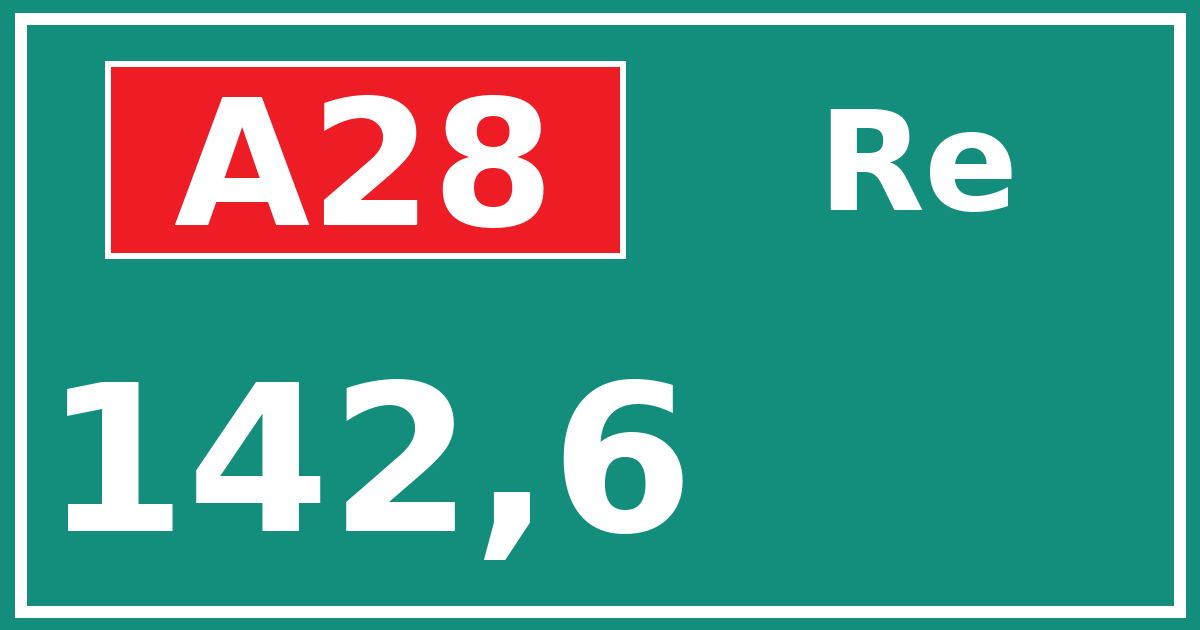 Hectometerbord A28 142,6 zijde Re