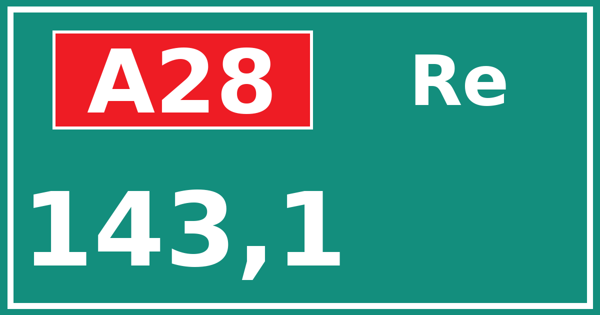 Hectometerbord A28 143,1 zijde Re