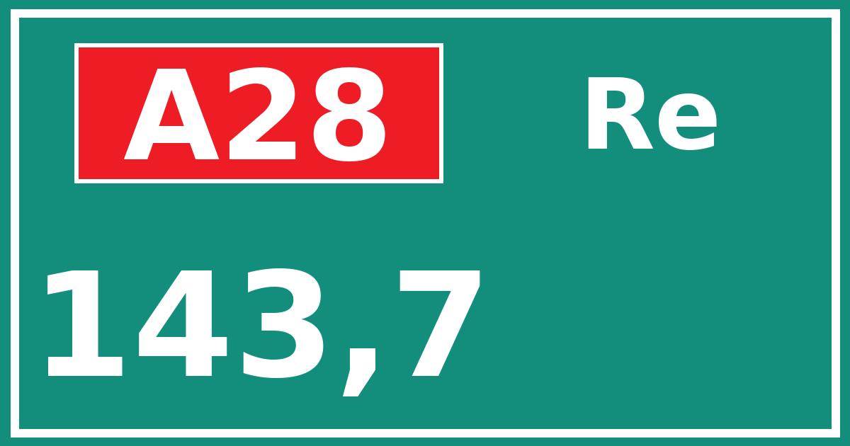 Hectometerbord A28 143,7 zijde Re