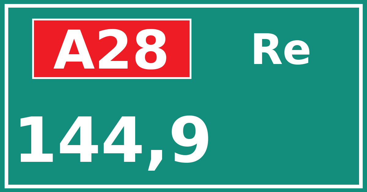 Hectometerbord A28 144,9 zijde Re