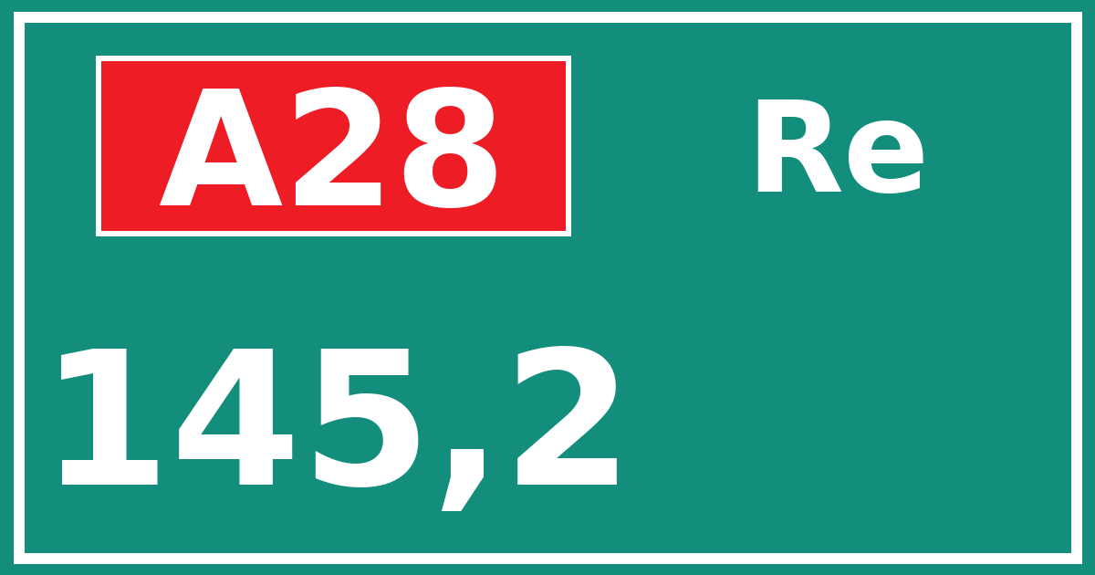 Hectometerbord A28 145,2 zijde Re