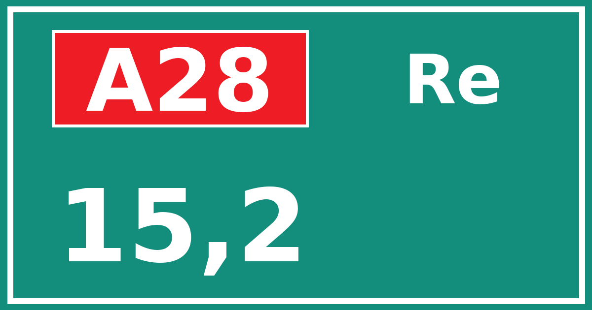 Hectometerbord A28 15,2 zijde Re