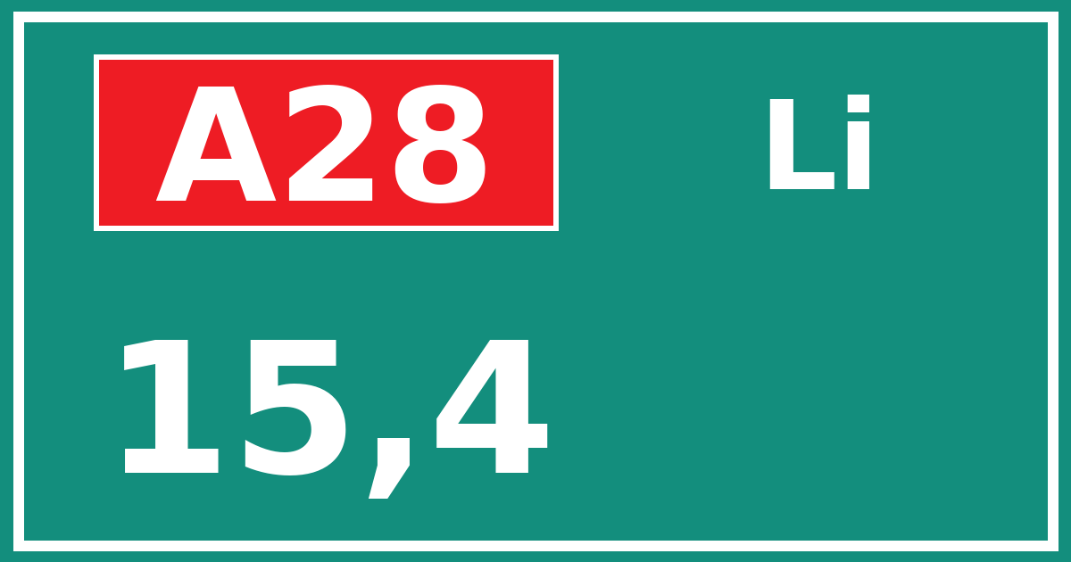 Hectometerbord A28 15,4 zijde Li