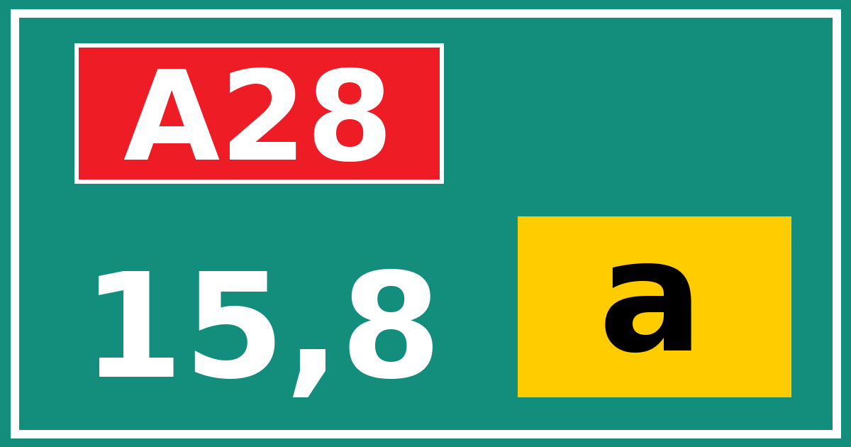 Hectometerbord A28 15,8 letter a