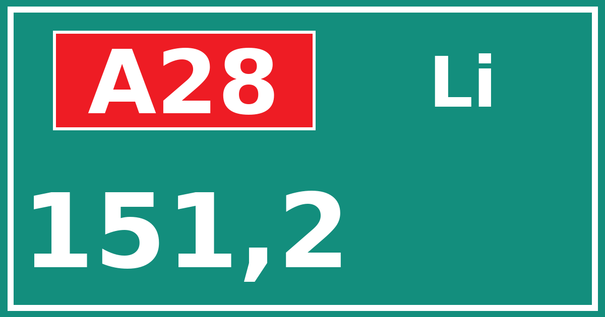Hectometerbord A28 151,2 zijde Li