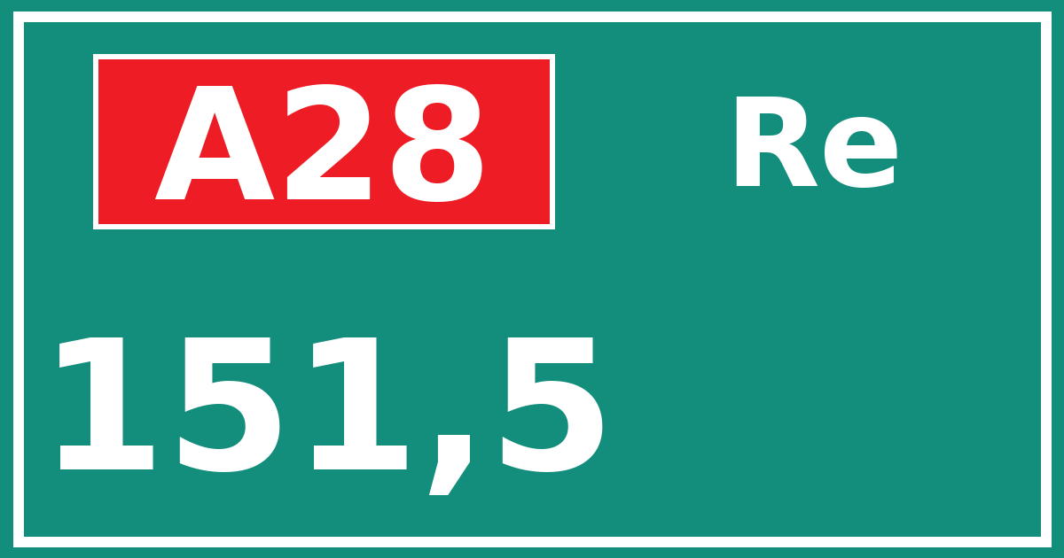 Hectometerbord A28 151,5 zijde Re