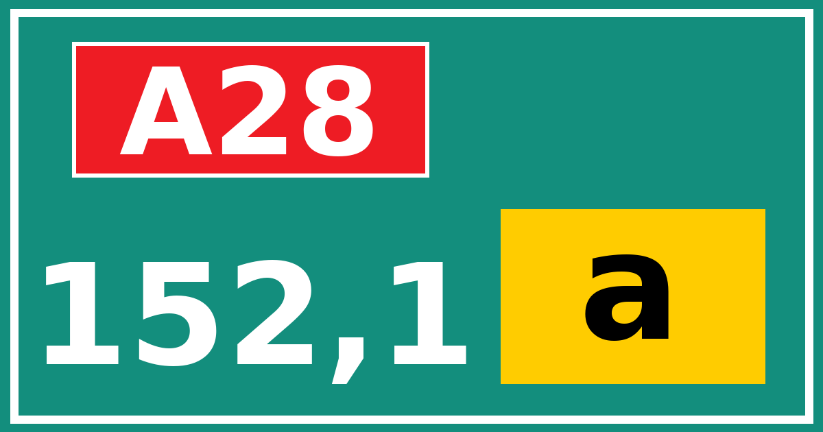 Hectometerbord A28 152,1 letter a