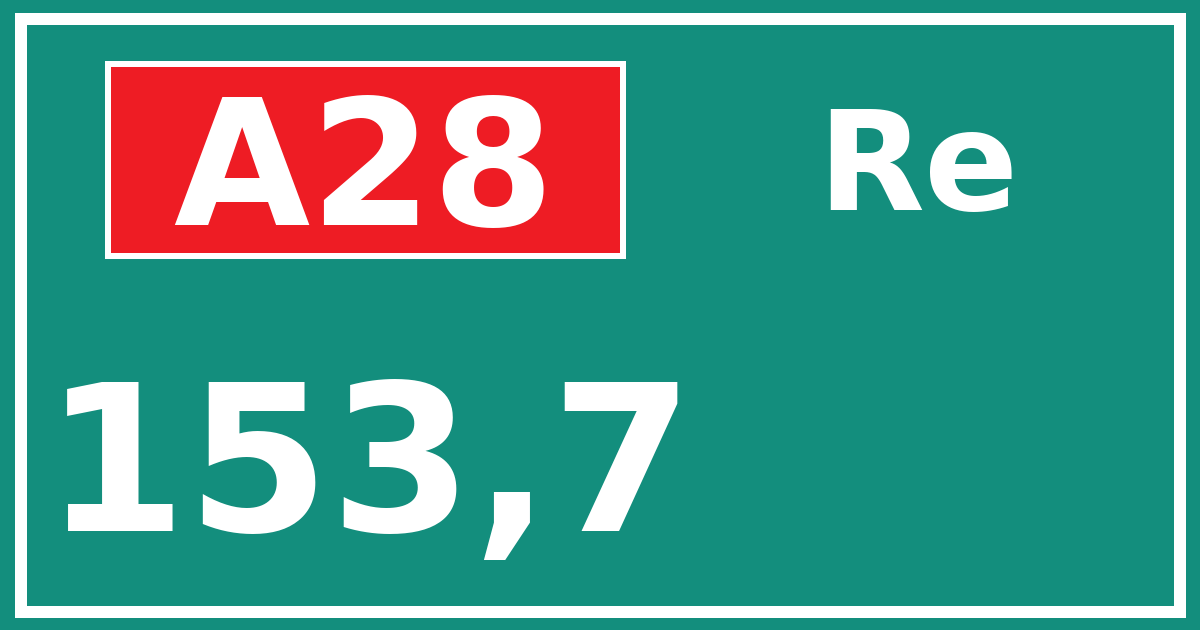 Hectometerbord A28 153,7 zijde Re