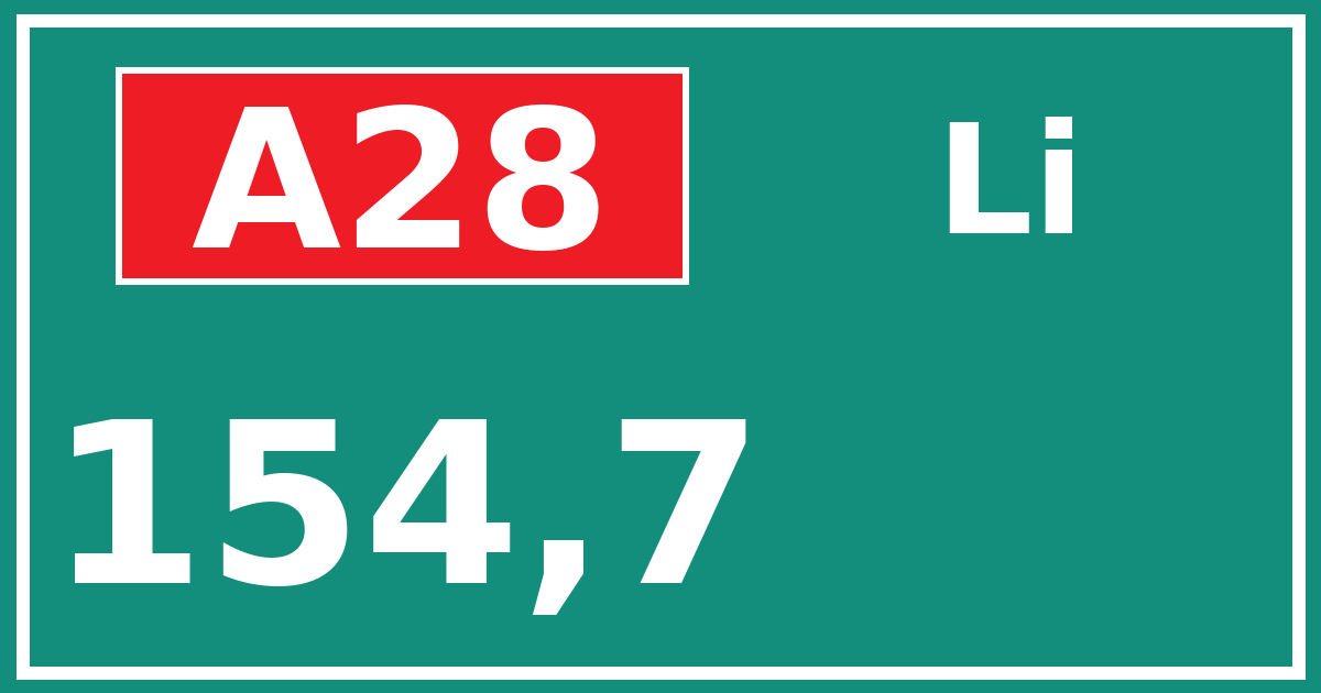 Hectometerbord A28 154,7 zijde Li
