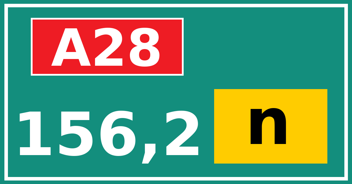 Hectometerbord A28 156,2 letter n