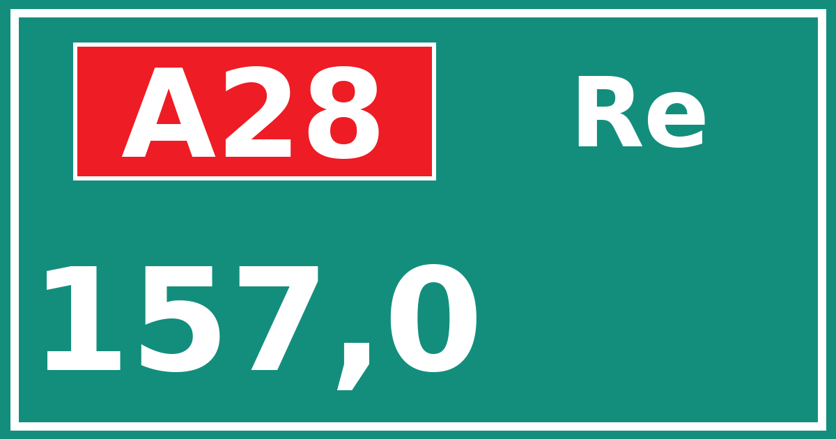 Hectometerbord A28 157,0 zijde Re