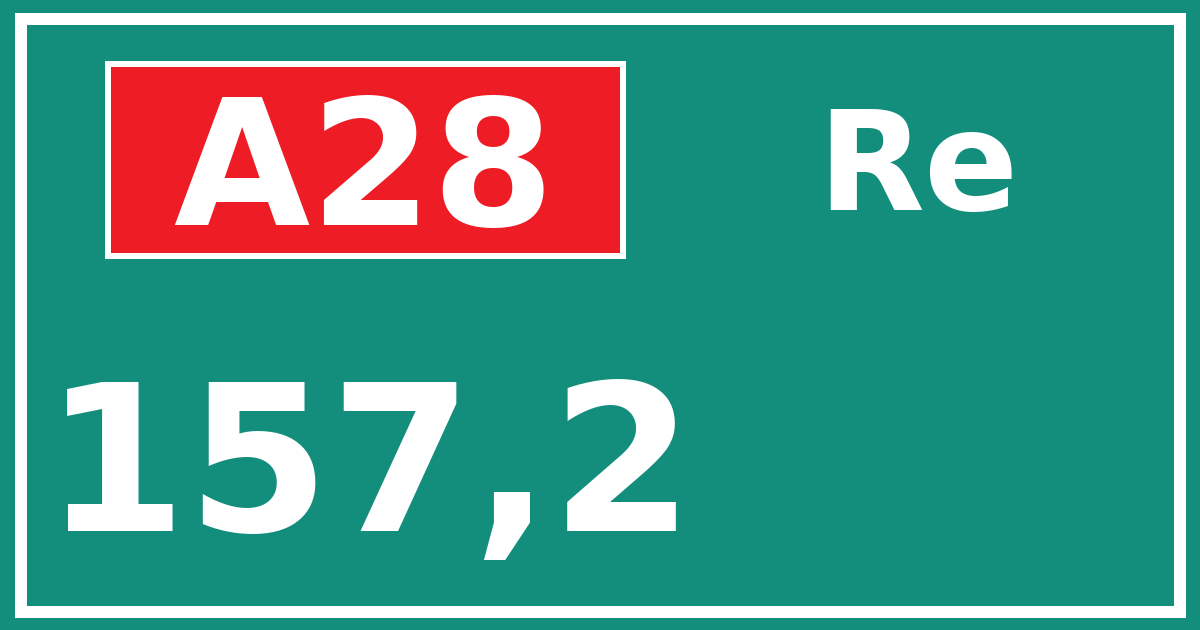 Hectometerbord A28 157,2 zijde Re