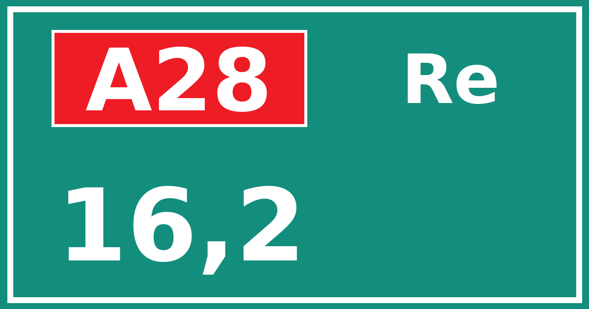 Hectometerbord A28 16,2 zijde Re