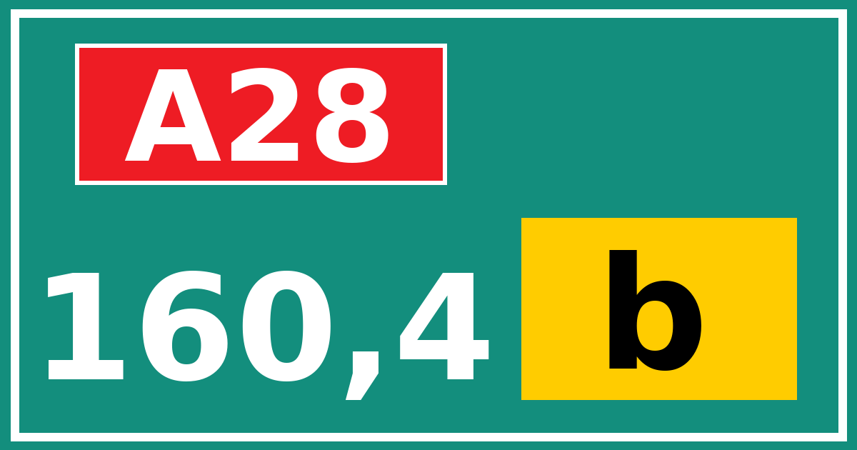 Hectometerbord A28 160,4 letter b