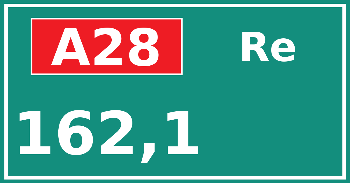 Hectometerbord A28 162,1 zijde Re