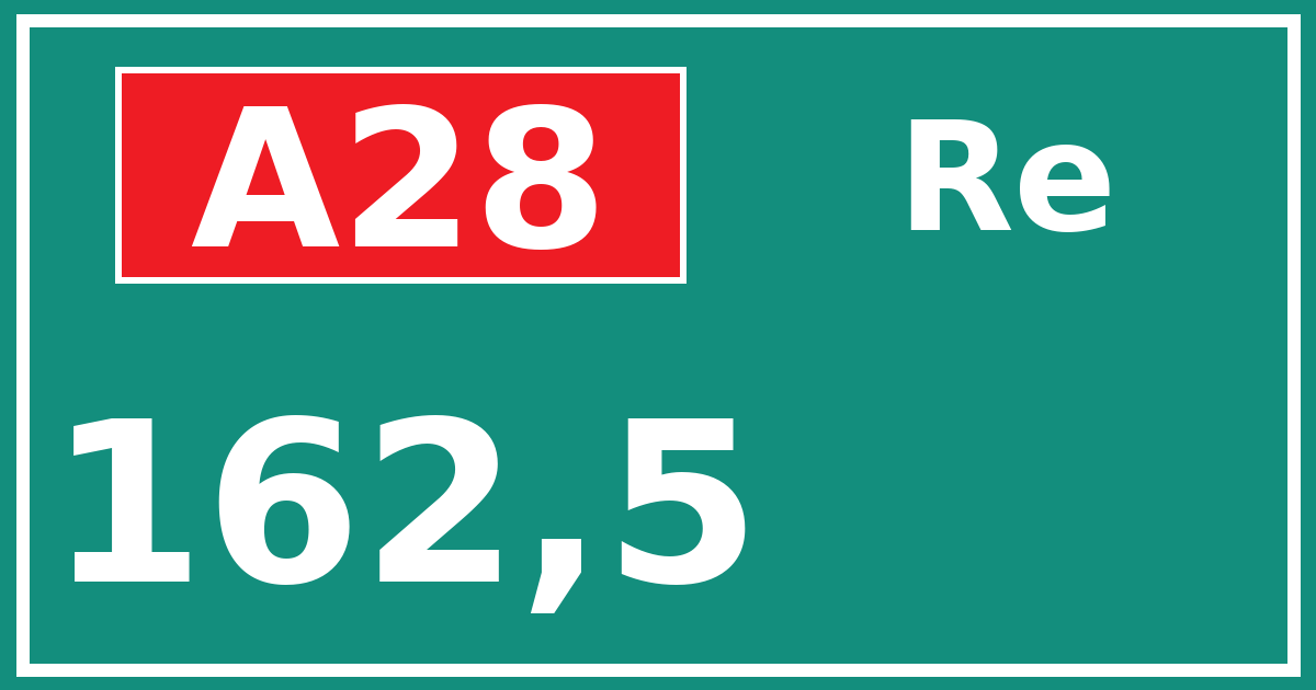 Hectometerbord A28 162,5 zijde Re