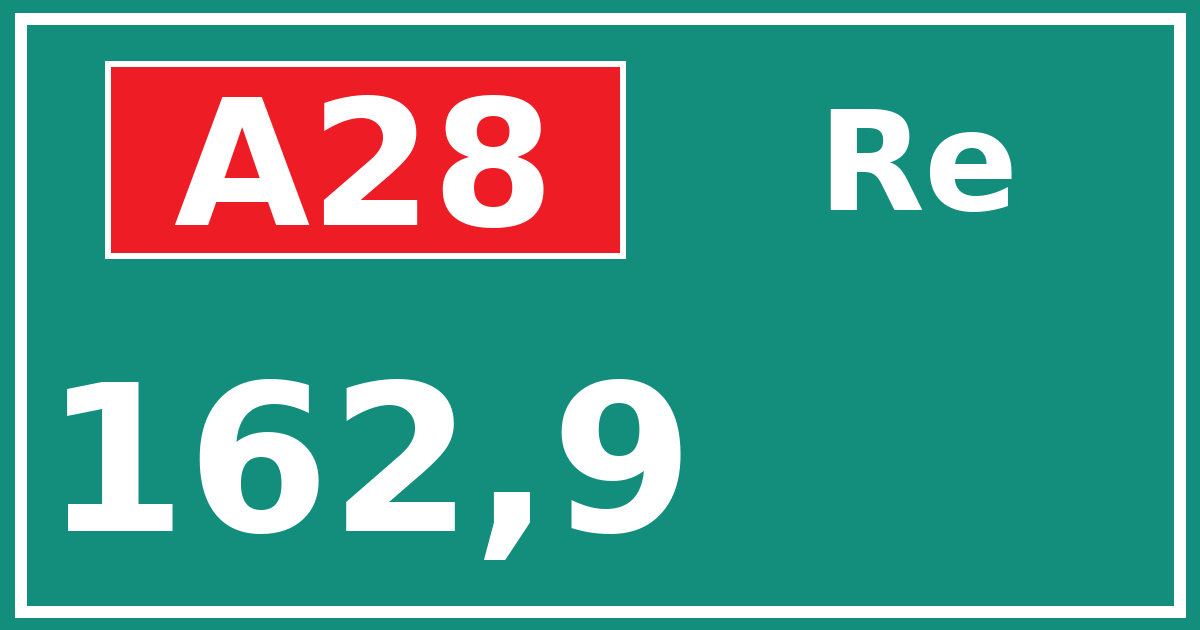 Hectometerbord A28 162,9 zijde Re