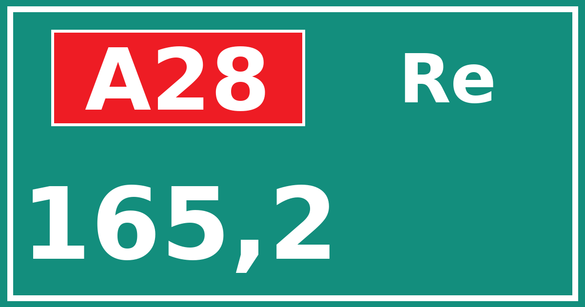 Hectometerbord A28 165,2 zijde Re