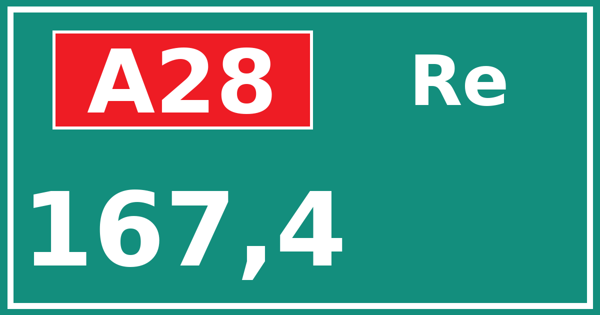 Hectometerbord A28 167,4 zijde Re