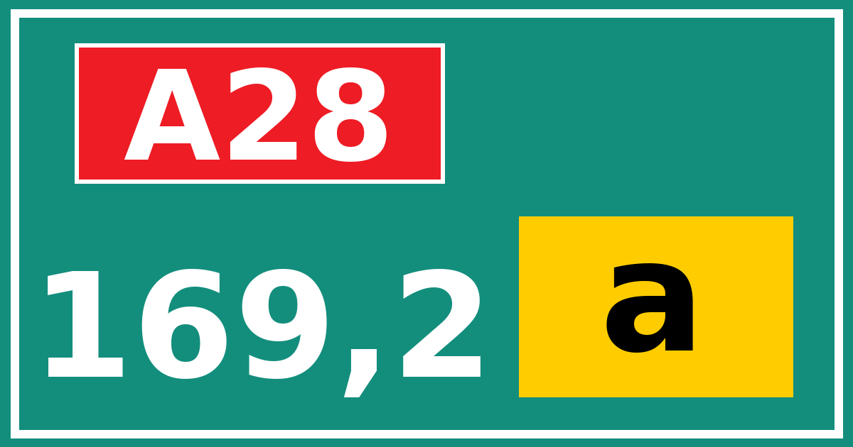 Hectometerbord A28 169,2 letter a