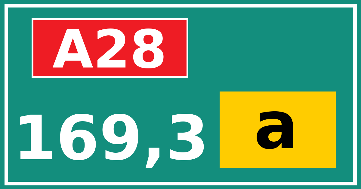 Hectometerbord A28 169,3 letter a