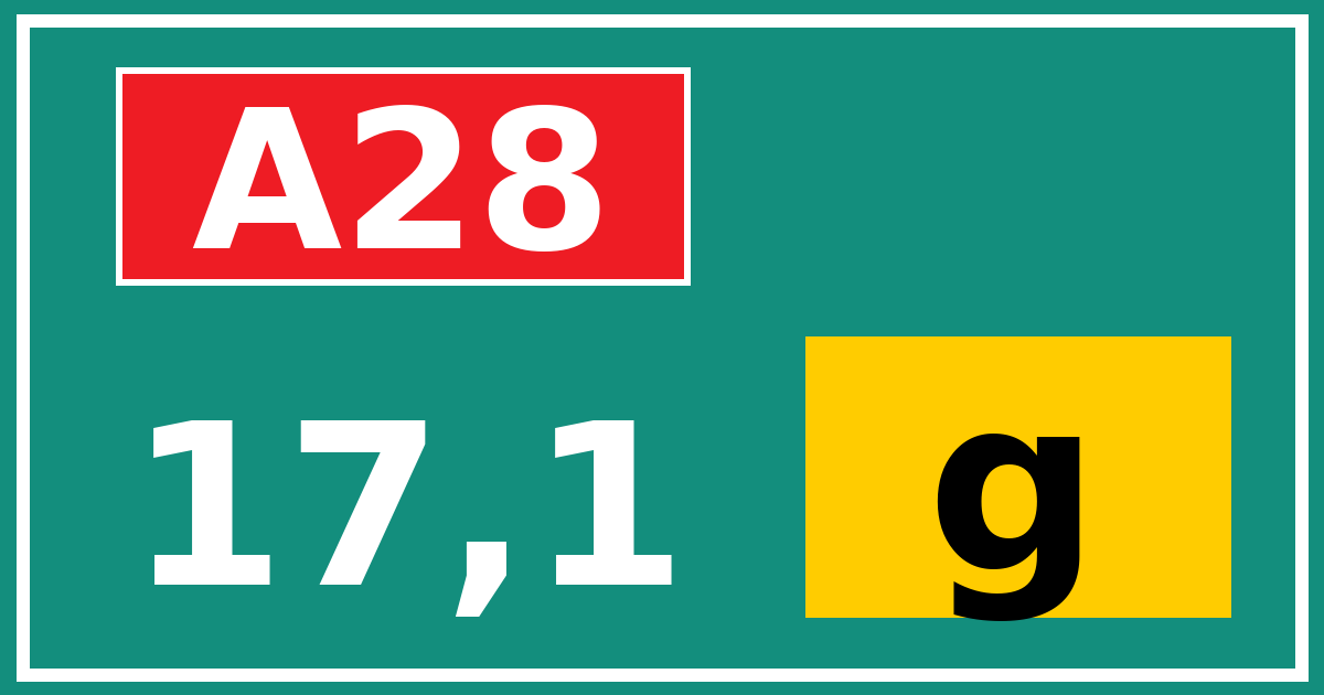 Hectometerbord A28 17,1 letter g