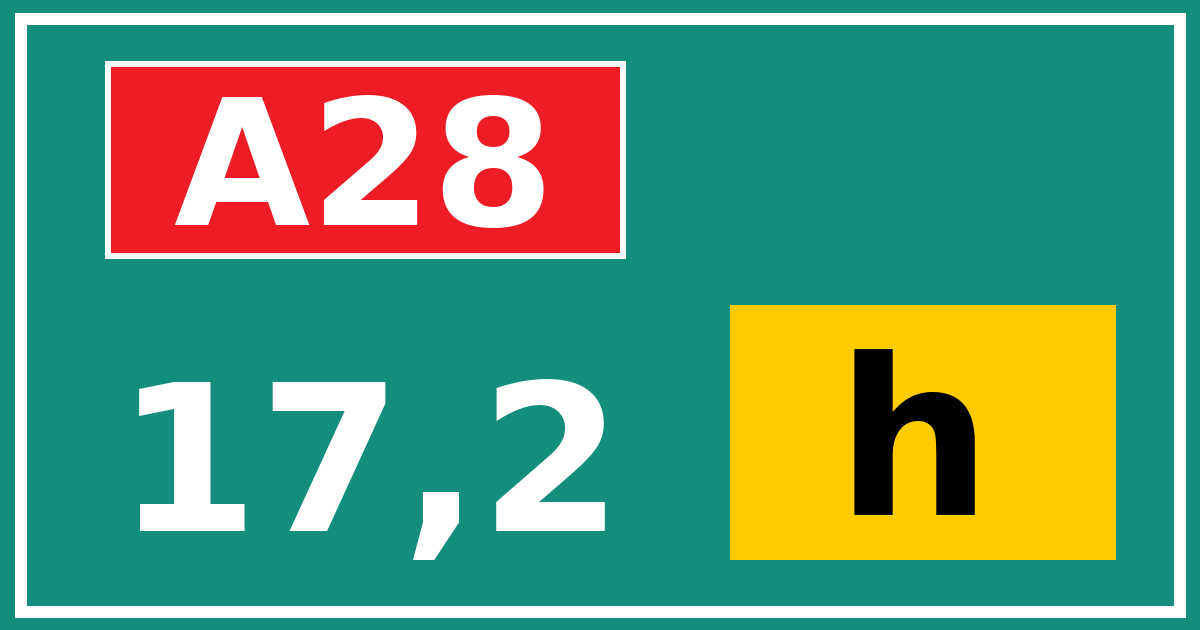 Hectometerbord A28 17,2 letter h